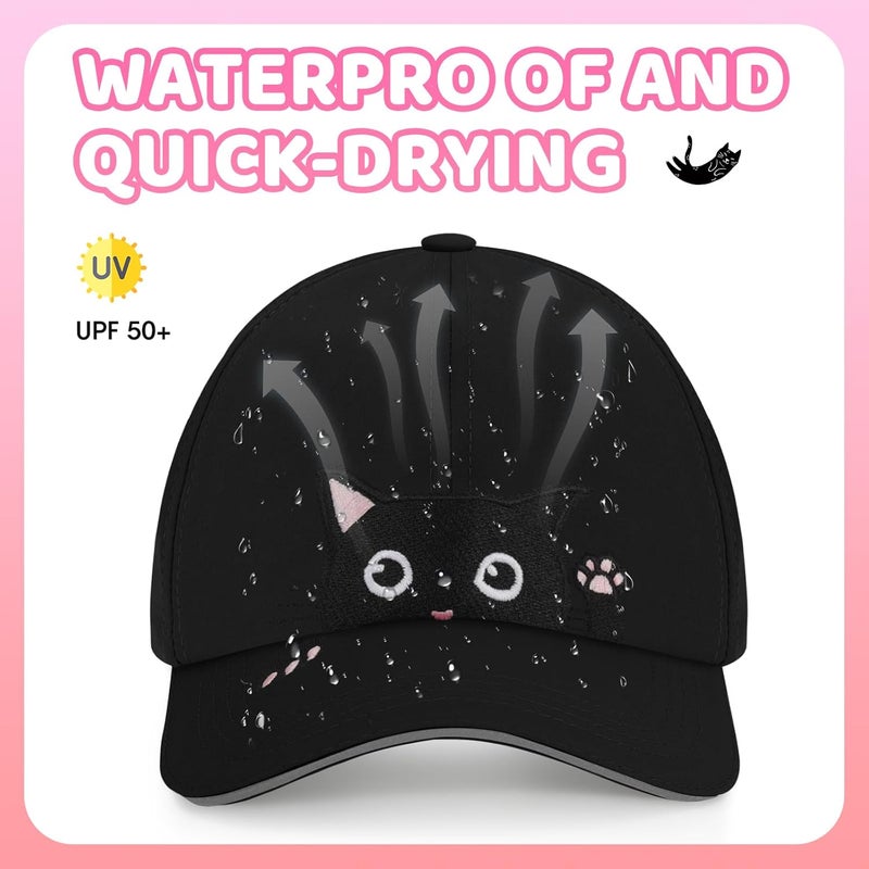 BROMZ Girls Cute Cat Baseball Cap Kids Ponytail Hat Quick Dry Summer Outdoor Sports Trucker Hats for 5-15 Years - Image 3